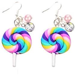 MJartoria Lollipop Dangle Earrings for Teen Girls, Colorful Rainbow Dangle Earrings Cute Candy Pendant Earrings Jewelry For Women