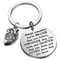 WSNANG Anatomical Heart Keychain You are Braver Stronger Smarter Than You Think Keychain Anatomy Cardiologist Gift Cardiology Doctor Gift Medical Student Graduation Gift