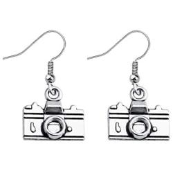 Photographer Gift Camera Infinity Love Charm Y Necklace Travel Jewelry Photography Gifts (Camera earring)