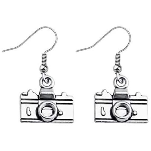Photographer Gift Camera Infinity Love Charm Y Necklace Travel Jewelry Photography Gifts (Camera earring)