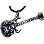 Trilogy Jewelry Pewter Electric Bass Guitar with Flames Necklace/Pendant