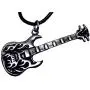 Trilogy Jewelry Pewter Electric Bass Guitar with Flames Necklace/Pendant Trilogy Jewelry Pewter Electric Bass Guitar with Flames Necklace/Pendant