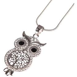 Niumike Crystal Insert Owl Necklace, 18” Lucky Tree Body Pendant Necklaces for Women and Girls