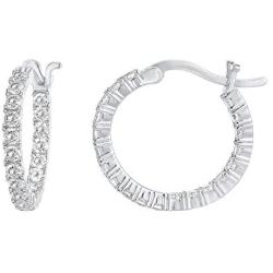 PAVOI 14K Gold Plated 925 Sterling Silver Post Cubic Zirconia Hoop Earrings