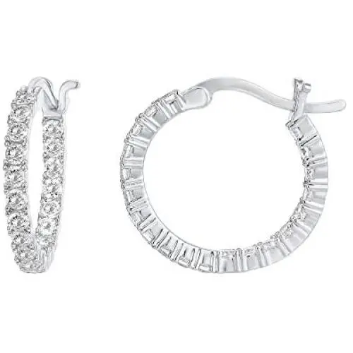 PAVOI 14K Gold Plated 925 Sterling Silver Post Cubic Zirconia Hoop Earrings PAVOI 14K Gold Plated 925 Sterling Silver Post Cubic Zirconia Hoop Earrings