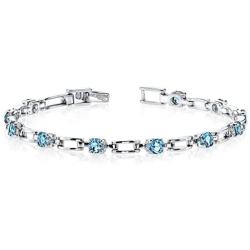 Peora London Blue Topaz Bracelet Sterling Silver 3.00 Carats Chic Design