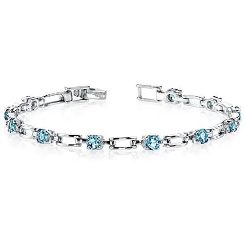 Peora London Blue Topaz Bracelet Sterling Silver 3.00 Carats Chic Design