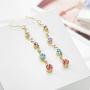 Neoglory Jewelry 14k Gold Plated Multicolor Beads Rhinestone Dangle Earrings 2.5''