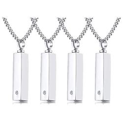 VNOX Cremation Urn Jewelry Customized Rectangle Cube Urn Necklace for Ashes Holder Pendant Keepsake Jewelry