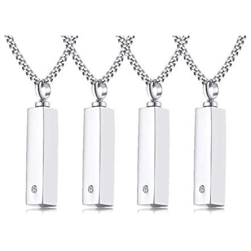 VNOX Cremation Urn Jewelry Customized Rectangle Cube Urn Necklace for Ashes Holder Pendant Keepsake Jewelry