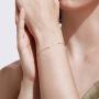 FANCIME 18K Solid Rose Gold Bezel Set Small Tiny Round Brilliant Natural Diamond 0.184 cttw Dainty Bracelet Minimalist Delicate Fine Jewelry for Women Girls, 6.3''+0.58''