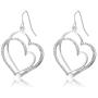 RareLove Valentines Gifts for Girlfriend Interlocking Two Hearts Crystal Embed Hook Dangle Earrings Statement Jewelry For Women Girls Silver Alloy Plated
