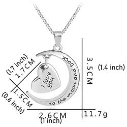 LLAMEVOL I Love You to The Moon and Back Pendant Heart Necklaces Jewelry for Women Girls Girlfriend Men