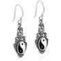 Vintage Style Balance of Life Yin Yang Symbol .925 Sterling Silver Dangle Earrings