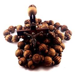 Soul Shop Giant Big Beads Rosario Natural Wood Chain Jesus Cross XL Large 40'' Wall Rosary