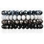 Bohemian Multi-Layer Beaded Stacking Bracelet - Versatile Stretch Strand Statement Wrap Slip-on Cuff Bangle Shiny Crystal Bead Metallic, USA Flag, Rainbow Pride