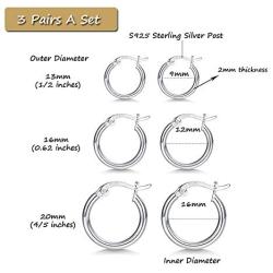 MASOP Sterling Silver Small Hoop Earrings Lightweight Click-Top Huggie Earrings for Women Girls, 13mm 16mm 20mm, Mothers Day Mom Gifts from Daughter Son