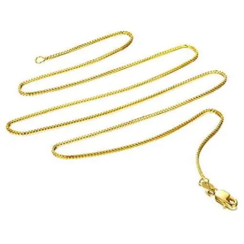 SISGEM 14k Yellow OR White Gold Solid Gold Box Link Chain for Necklace 0.8mm Box Chain with Lobster Claw Clasp Gift for Women SISGEM 14k Yellow OR White Gold Solid Gold Box Link Chain for Necklace 0.8mm Box Chain with Lobster Claw Clasp Gift for Women