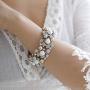 Fashion Statement Pearl Bangle Bracelet for Women, Silver Plating Chunky Bangle Wedding Party Prom Jewelry Cuff Bangle