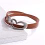 Nanafast Handmade Heart Bracelet PU Leather Choker Necklace Dual-use Jewelry for Women Girls