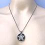 Wicca Jewelry Celtic Pentagram Pentacle Star Clear White-Black Crystal Gem Wiccan Pagan Witch Magic Healing Protection Amulet Pewter Mens Womens Pendant Necklace Charm Men Women w Silver Ball Chain