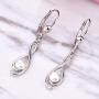 YL Inifinity Earrings 925 Sterling Silver 4mm Freshwater Pearl Leverback Earrings 18k White Gold Twist Dangle Drop Jewelry for Women