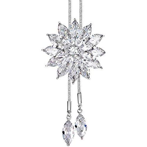 Crystal Necklace for Women CZ Necklace White Flower Pendant Jewelry
