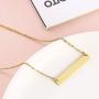 QHTX Gold Bar Necklace Stainless Steel Gold Plated Adjustable Chain with Pendant for Women Girls Simple Delicate Handmade Personalized Jewelry（16+2 Inch）…