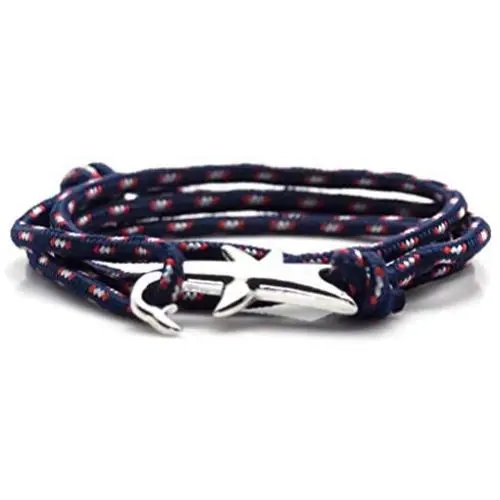 Heavstjer Fashion White Alloy Shark Tail Hook Colorful Rope Link Bracelet
