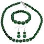 COLORFUL BLING Elegant Faux Pearl Imitation Crystal Necklace Earring and Bracelet Red Green Color Costume Jewelry Set for Women Girls