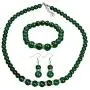 COLORFUL BLING Elegant Faux Pearl Imitation Crystal Necklace Earring and Bracelet Red Green Color Costume Jewelry Set for Women Girls COLORFUL BLING Elegant Faux Pearl Imitation Crystal Necklace Earring and Bracelet Red Green Color Costume Jewelry Set for Women Girls