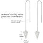 FANCIME Sterling Silver Opal Threader Earrings Triangle Long Drop Earrings Fine Jewelry for Women