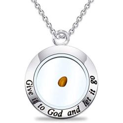 CYTING Mustard Seed Necklace Give It to God and Let It Go Faith Necklace Christian Jewelry Religious Gift for Family Friends