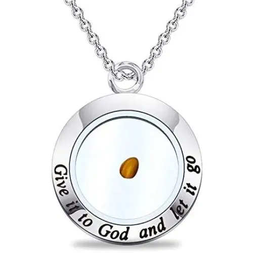 CYTING Mustard Seed Necklace Give It to God and Let It Go Faith Necklace Christian Jewelry Religious Gift for Family Friends