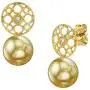 THE PEARL SOURCE 14K Gold Round Genuine Golden South Sea Cultured Pearl & Diamond Faye Earrings for Women THE PEARL SOURCE 14K Gold Round Genuine Golden South Sea Cultured Pearl & Diamond Faye Earrings for Women
