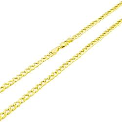 Nuragold 10k Yellow Gold 3.5mm Cuban Curb Link Chain Pendant Necklace, Mens Womens Lobster Lock 16'' 18'' 20'' 22'' 24'' 26'' 28'' 30''