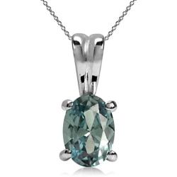 Silvershake 7x5mm Oval Shape 925 Sterling Silver Solitaire Pendant with 18 Inch Chain Necklace