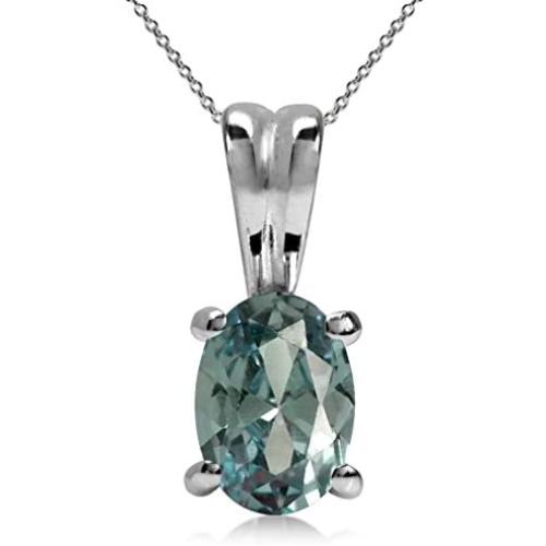 Silvershake 7x5mm Oval Shape 925 Sterling Silver Solitaire Pendant with 18 Inch Chain Necklace