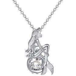 BQfife Mermaid Luminous Pendant Necklace statement Fluorescence Dainty Fish tail chain for Women Teen Girl Gift Jewelry
