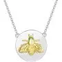 Agvana 14K Gold Plated Sterling Silver Genuine Natural Mother of Pearl/Black Onyx Bee Dainty Pendant Necklace Anniversary Birthday Fine Jewelry Valentines Day Gifts for Women Teen Girls Mom Wife, 16+2 Inch