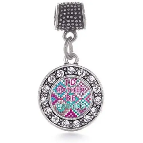 Inspired Silver - Silver Circle Charm for Bracelet with Cubic Zirconia Jewelry