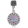 Inspired Silver - Silver Circle Charm for Bracelet with Cubic Zirconia Jewelry