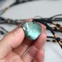 YGLINE Labradorite Healing Crystal Pendants,Natural Crystal Quartz Necklace 6 Faceted Chakra Crystal Wand Stone