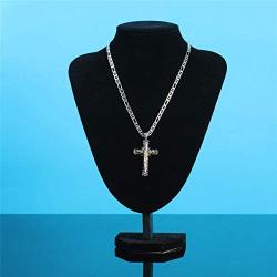 ANISLAJW Cross Necklace for Men, Burnished Silver Gold Small Jesus Cross Marina Chain Pendant Necklace for Men Women
