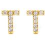 Me Plus CZ Gold Plated Small Cute Stud Initial Alphabet Fashion Earrings Made in Korea