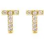 Me Plus CZ Gold Plated Small Cute Stud Initial Alphabet Fashion Earrings Made in Korea