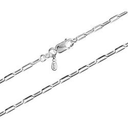LeCalla Links Sterling Silver Italian Jewelry 3 MM PaperClip Link Chain Necklace for Teen Women and Men (16, 18, 20, 24 Inches)