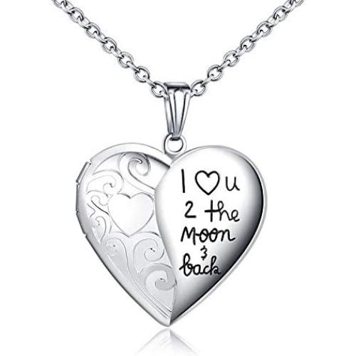 Locket Necklace That Holds Pictures I Love You to The Moon and Back Photo Memory Lockets Necklaces