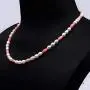 JYX Pearl Jewelry Set Beautiful 5×6.5mm White Rice-shape Freshwater Pearl with Pink Mini Coral Beads Necklace Bracelet Set