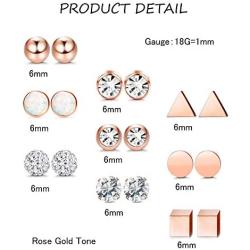 Hanpabum 9 Pairs Stainless Steel Ball Stud Earrings Barbell CZ Cartilage Helix Ear Piercing Jewelry Set for Men Women